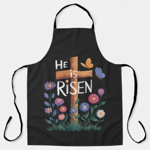 He Is Risen Jesus Floral Christian Easter Apron