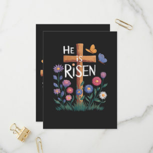 He Is Risen Jesus Floral Christian Easter Invitation Postcard