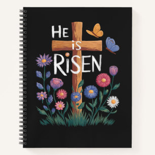 He Is Risen Jesus Floral Christian Easter Notebook