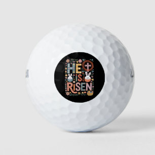 He is Risen Jesus Floral Cute Easter Bunny Rabbit Golf Balls
