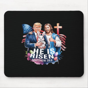 He Is Risen Jesus Funny Trump Us Flag Happy Mouse Pad