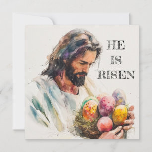 He Is Risen Jesus Greeting Card, Happy Easter Holiday Card