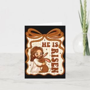 He is risen jesus rabbit christian easter bunny card