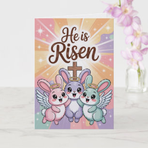 He Is Risen Kawaii Easter Card Cute Christian