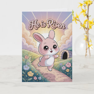 He Is Risen Kawaii Easter Card Cute Christian