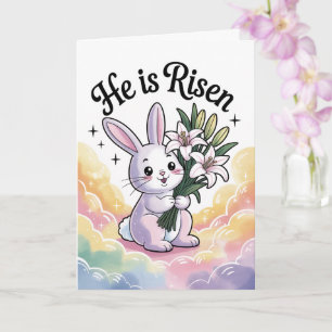 He Is Risen Kawaii Easter Card Cute Christian