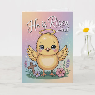He Is Risen Kawaii Style Easter Card