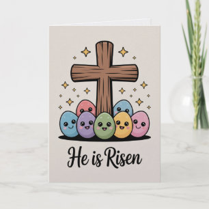 he is risen kawaii style featu easter card