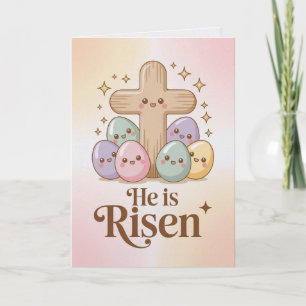 He Is Risen Kawaii Style Featuring Easter Card