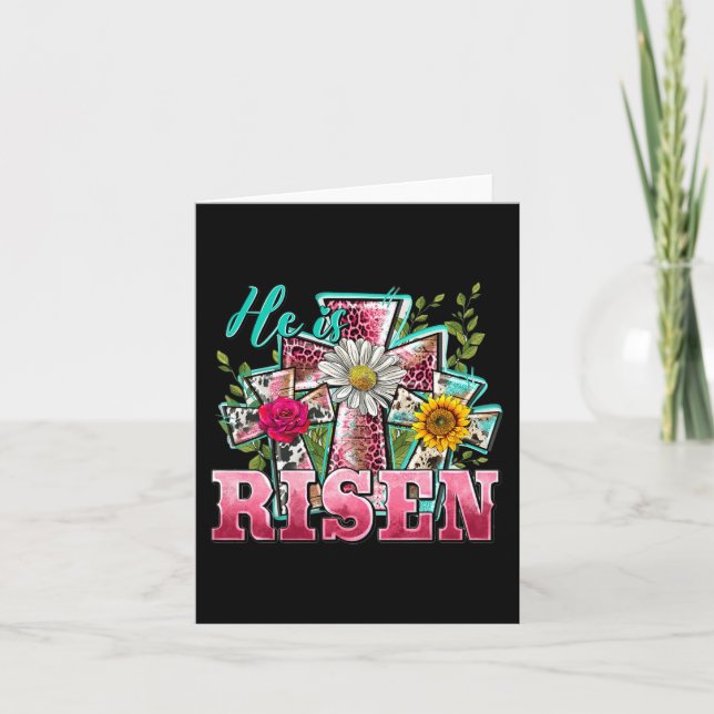 He Is Risen Leopard Happy Easter Day Christian Jes Card (Front)