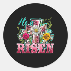 He Is Risen Leopard Happy Easter Day Christian Jes Classic Round Sticker