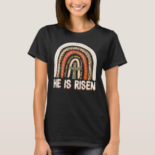 He Is Risen Leopard Rainbow Christian Jesus Easter T-Shirt
