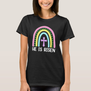 He Is Risen Leopard Rainbow Christian Jesus Happy T-Shirt