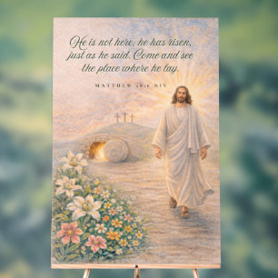 He Is Risen – Matthew 28:6 Bible Verse - Easter Acrylic Sign