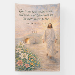 He Is Risen – Matthew 28:6 Bible Verse - Easter Banner