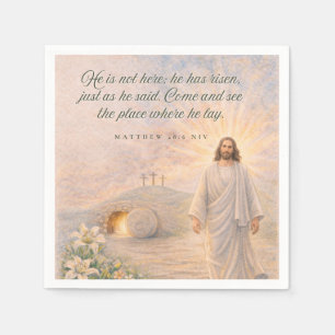 He Is Risen – Matthew 28:6 Bible Verse - Easter Napkin