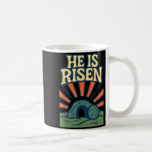 He Is Risen Matthew 28_6 Retro Christian Coffee Mug