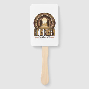 He Is Risen Matthew 28 6 Vintage Christian Design_ Hand Fan