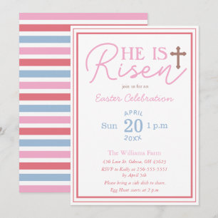 He is Risen  Pastel Colours Easter Invitation