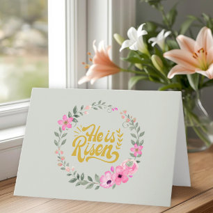 He Is Risen Personalized Christian Sweet Botanical Card