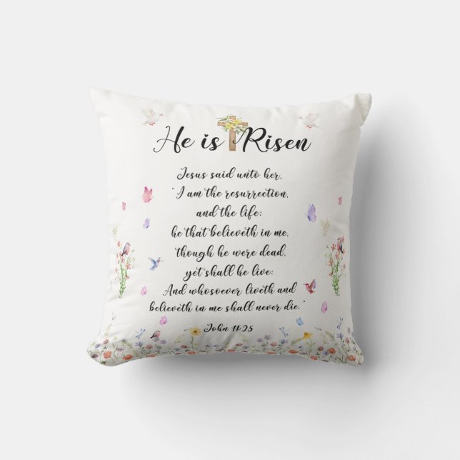 He is Risen Pillow-Easter Gift Throw Pillow (Front)