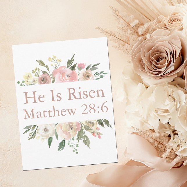 He is Risen Pink Beautiful Floral Religious Easter Postcard (Creator Uploaded)