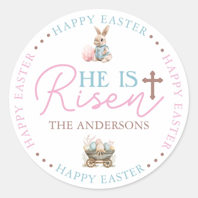 He is Risen Pink & Blue Sticker (Front)