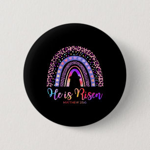 He Is Risen Rainbow Happy Easter White Christian J 2 Inch Round Button