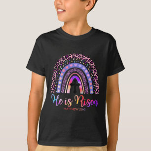 He Is Risen Rainbow Happy Easter White Christian J T-Shirt