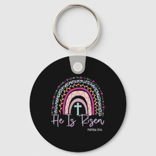He Is Risen Rainbow Leopard Happy Easter Day Chris Keychain