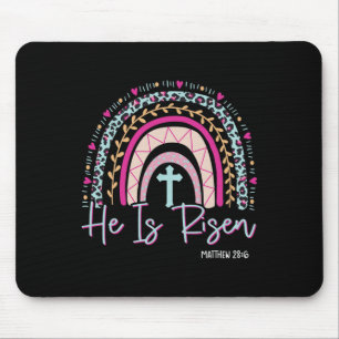He Is Risen Rainbow Leopard Happy Easter Day Chris Mouse Pad