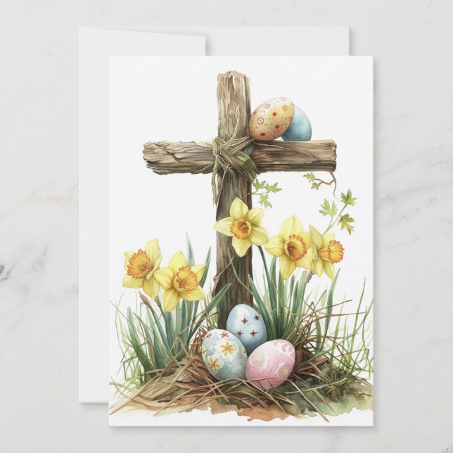 He Is Risen Regilious Greeting Card, Easter Day Holiday Card (Front)