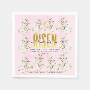 He Is Risen Religious Christian Quote Easter Napkin