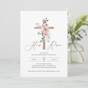 He is Risen Religious Easter Brunch Egg Hunt Invitation