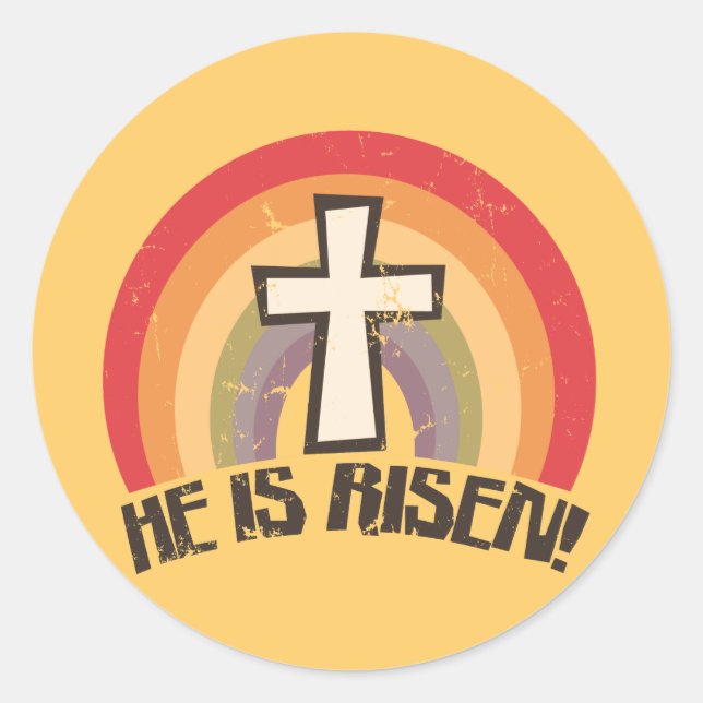 He Is Risen Religious Easter Classic Round Sticker (Front)