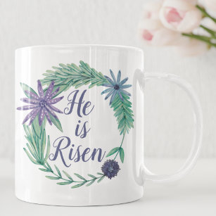 He is Risen Religious Easter Floral Coffee Mug