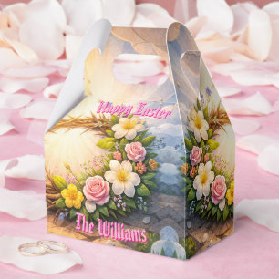 He Is Risen Religious Floral Crown Personalized Favor Box