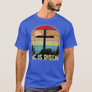 He Is Risen Retro Vintage Happy Easter Christian 2 T-Shirt