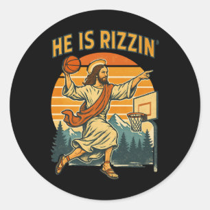 He Is Risen Rizzin Easter Christian Faith Jesus Ba Classic Round Sticker