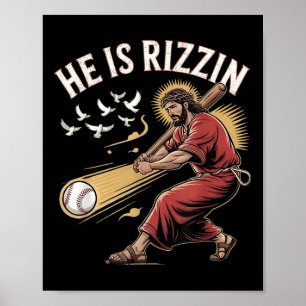 He Is Risen Rizzin Easter Jesus Christian Faith Ba Poster