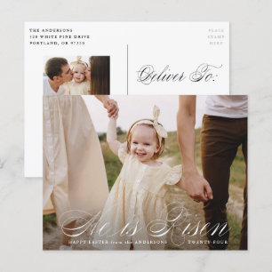 He is Risen Script Easter Photo Holiday Postcard