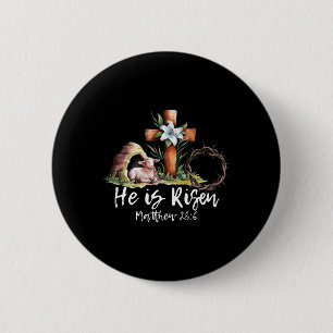 He Is Risen Sheep Lamb Cross Jesus Christian Easte 2 Inch Round Button