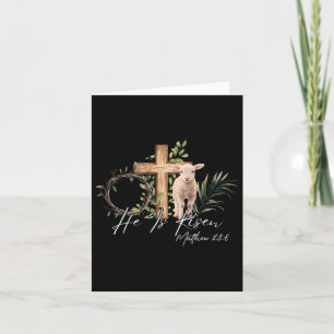 He Is Risen Sheep Lamb Cross Jesus Christian Easte Card