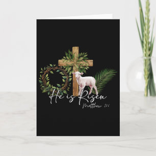 He Is Risen Sheep Lamb Cross Jesus Christian Easte Card