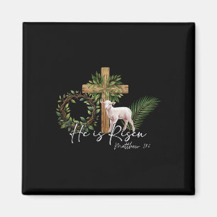 He Is Risen Sheep Lamb Cross Jesus Christian Easte Magnet