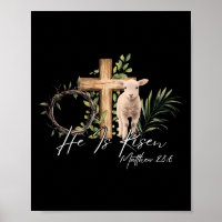 He Is Risen Sheep Lamb Cross Jesus Christian Easte