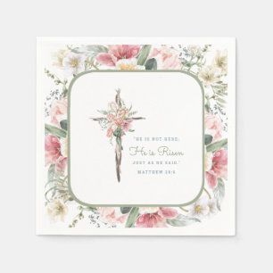 He is Risen Spring Floral Cross Napkin