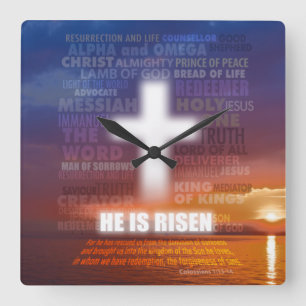 He is Risen Square Wall Clock