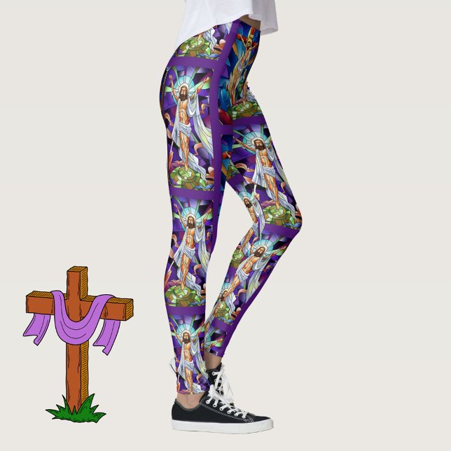 He Is Risen Stain Glass Easter Leggings (Creator Uploaded)