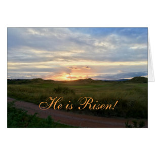 "He is Risen!" Sunrise on Green hills Easter Card